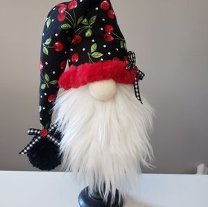 Gnome with cherries & one ceramic display base